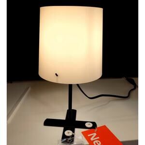 IKEA BARLAST Table Lamp Black/White 12'' E12 Bulb Included – NEW